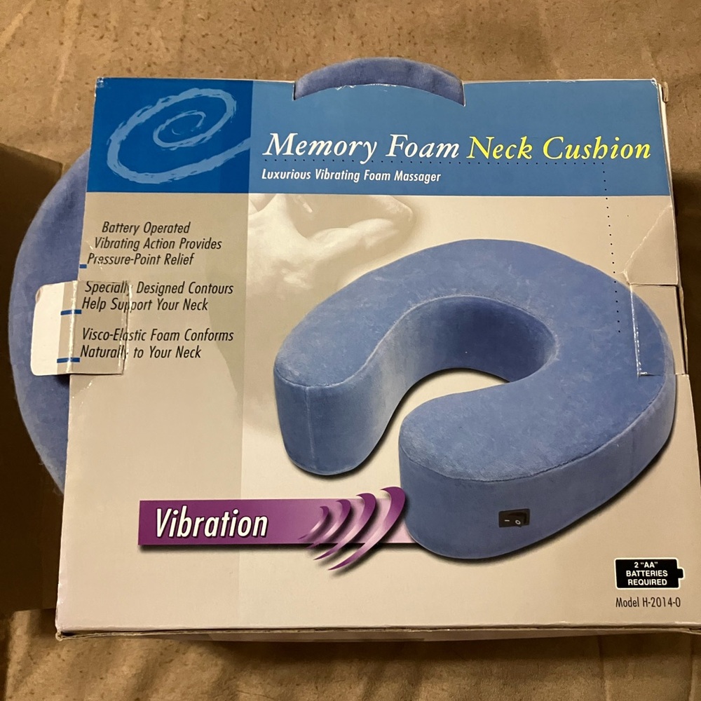 Blue Memory Foam Neck Massaging Cushion